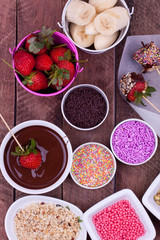 chocolate fondue with strawberry and banana