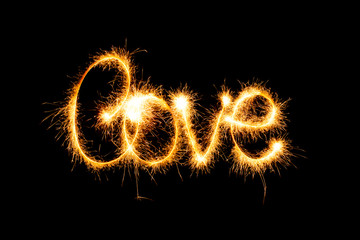 Valentines Day - Love made a sparkler on black