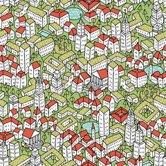 Obraz premium Modern Eco City seamless pattern