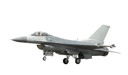 Fototapeta na wymiar unmarked fighter jet isolated on white