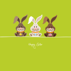 3 Easter Bunnies Eggs Green