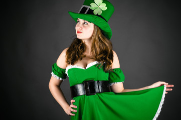 portrait of a woman dressed as a leprechaun