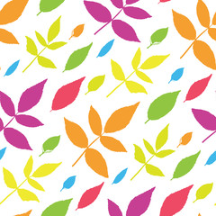 Seamless pattern of colorful leaves