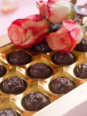 Beautiful rose and chocolate candies
