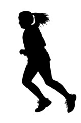 Fototapeta na wymiar Girl Running Silhouette