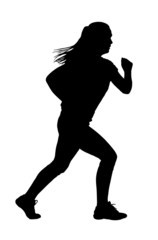 Fototapeta na wymiar Lady Running Silhouette