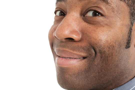 closeup black man of africa, detail face