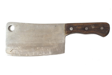 old cleaver knife isolated on white background