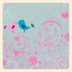 Cute birds in love illustration