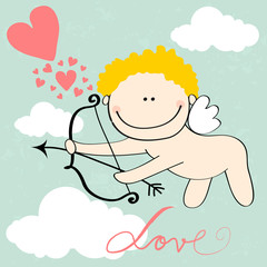 Cute Valentine's Day card with Cupid