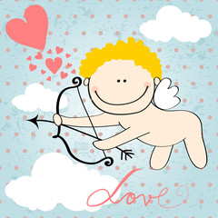 Cute Valentine's Day card with Cupid