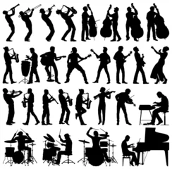 Poster Musicians vector silhouettes © PrintingSociety