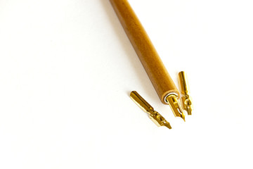 Wooden Handled Caligrapy Pen and Two Alternate Nibs