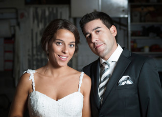 Wedding couple posing