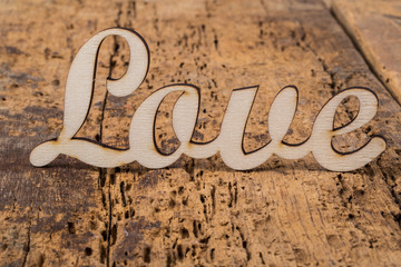 love on wooden background