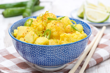 vegetable curry with lime, chilli and mint, close-up