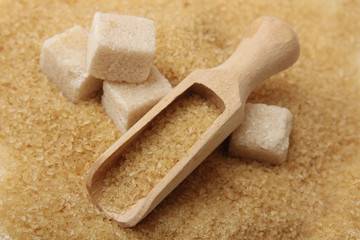 brown sugar cubes and crystal sugar