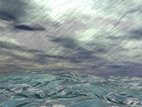 Storm over ocean - 3D render