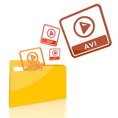 file folder with three avi file symbol