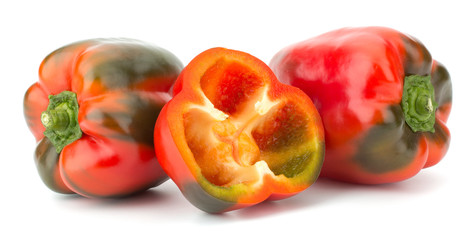 Bell peppers isolated on white background closeup