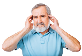Senior man having headache