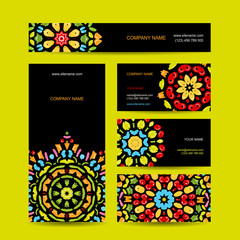 Business cards design with colorful ornament