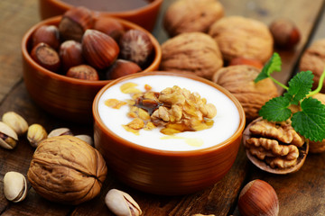 Joghurt mit Honig und Nüssen