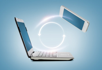 smartphone and laptop conncecting