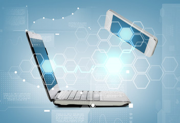 smartphone and laptop conncecting