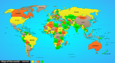 Fototapeta premium Polityczna mapa świata