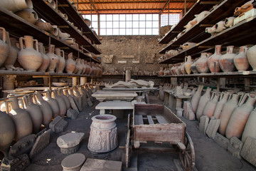 Pots in storage, Pompeii, Nr. Naples, Campania, Italy, Europe