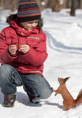 Squirrel and little boy