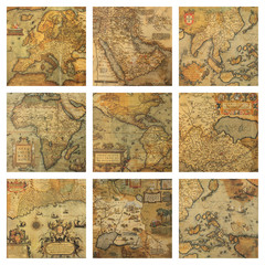 old maps fragments collage