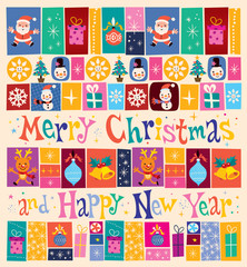 Merry Christmas and Happy New Year Greeting card