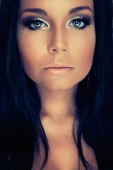 Fototapeta premium portrair girl with blue eyes and dark lashes