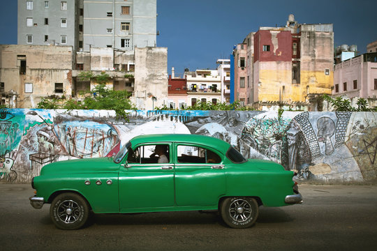 HAVANA, CUBA - JUNE 27: Vintage cars on the streets of Havana, J