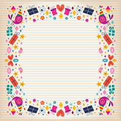 Happy Birthday border lined paper card with space for text