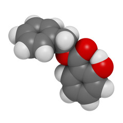 Benzyl salicylate (benzyl 4-hydroxybenzoate) molecule.