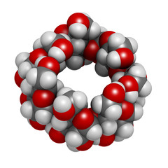 Beta-cyclodextrin molecule. Used in pharmaceuticals, food, etc