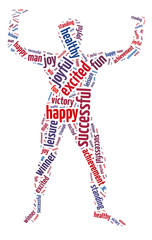 Words illustration of the concept of happiness and joy