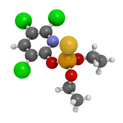 Chlorpyrifos organophosphate pesticide molecule.