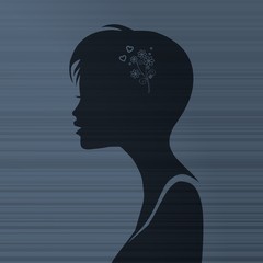 woman silhouette with flowers inside