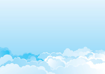 Vector color horizontal background of cloudy sky