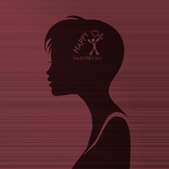 woman silhouette with happy valentines day inside