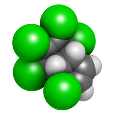 Heptachlor organochlorine pesticide molecule.