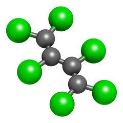 Obraz premium Hexachlorobutadiene (HBCD) solvent molecule.