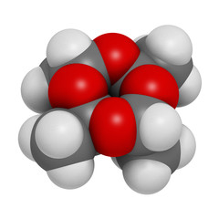 Metaldehyde pesticide molecule. Used against slugs and snails.