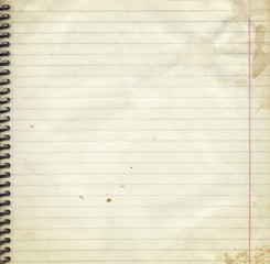 Blank lined paper page from old spiral notebook - 60557548