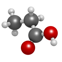 Propionic acid (propanoic acid) molecule.