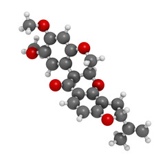 Rotenone broad-spectrum insecticide molecule.